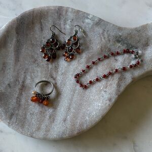 Elegant Orange and Red Jewelry Set